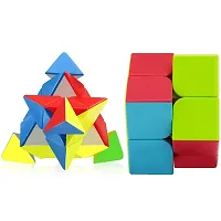 Aseenaa Speed Combo of 2x2  Pyramid Cube High Speed Stickerless Magic Brainstorming Puzzle Cubes Game Toys for Kids  Adults - Set of 2 (Combo of 2x2  Pyramid Cube)-thumb1