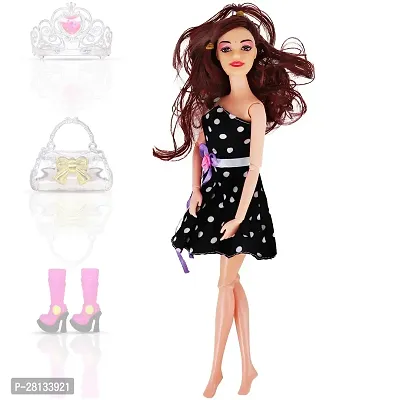 Beautiful Doll Toy Set with Movable Joints and Other Ornaments for Girls Height - 30 Cm