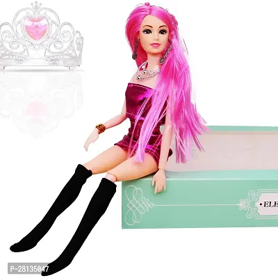 Beautiful Doll Toy Set with Movable Joints and Other Ornaments for Girls  Height - 30 Cm-thumb2