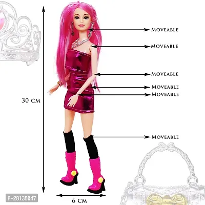 Beautiful Doll Toy Set with Movable Joints and Other Ornaments for Girls  Height - 30 Cm-thumb3
