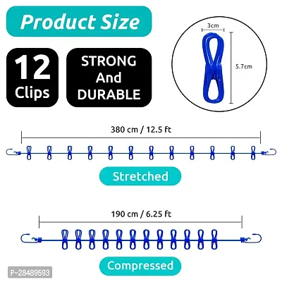 Cloth Drying Rope with 12 Clip Hook, Pack of 2-thumb4