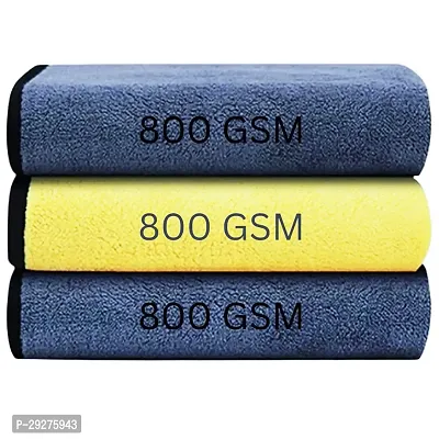 Aseenaa 800 GSM, Microfiber Double Layered Cloth 40x60 Cms 3 Piece Towel Set, Extra Thick Microfiber Cleaning Cloths Perfect for Bike, Auto, Cars Both Interior and Exterior-thumb0