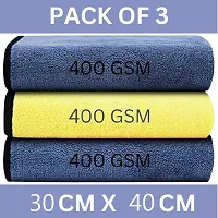 Aseenaa 800 GSM, Microfiber Double Layered Cloth 30x40 Cms 3 Piece Towel Set, Extra Thick Microfiber Cleaning Cloths Perfect for Bike, Auto, Cars Both Interior and Exterior-thumb2