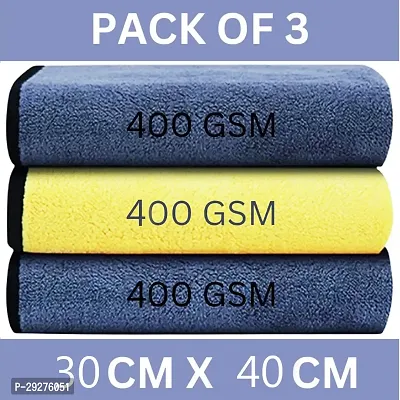 Aseenaa 800 GSM, Microfiber Double Layered Cloth 30x40 Cms 3 Piece Towel Set, Extra Thick Microfiber Cleaning Cloths Perfect for Bike, Auto, Cars Both Interior and Exterior-thumb3