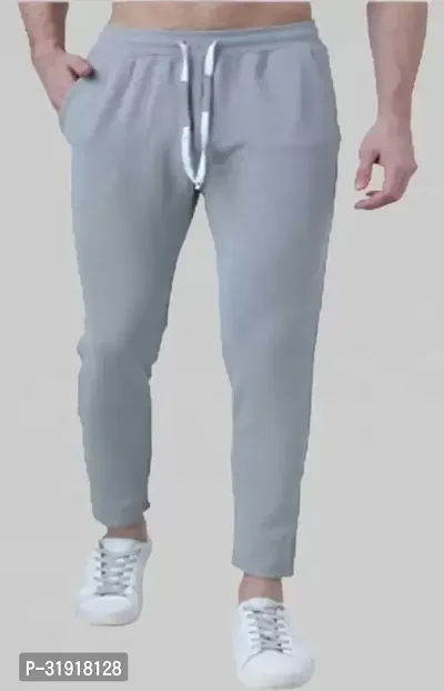 Stylish Grey Lycra Blend Solid Track Pant For Men-thumb0