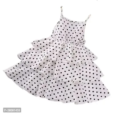 Fabulous White Cotton Blend Printed Frocks For Girls-thumb0