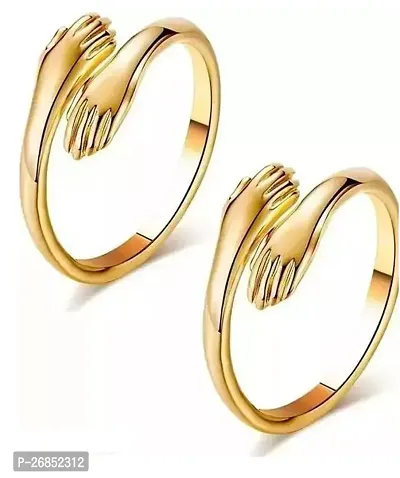 Reliable Golden Alloy Agate Ring For Women Pack Of 2-thumb0