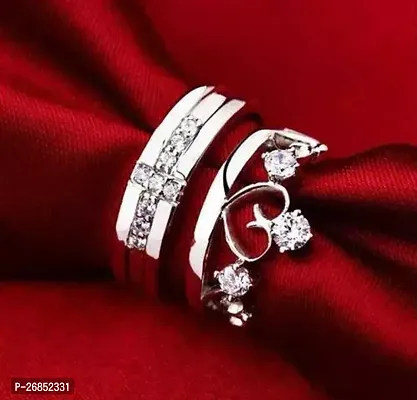 Reliable Silver Alloy American Diamond Ring For Women Pack Of 2