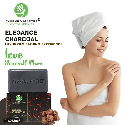 AYURVED MASTER Organic Elegance Charcoal Paraben and Sulphate Free- Skin Whitening Soap - 125 GM-thumb0