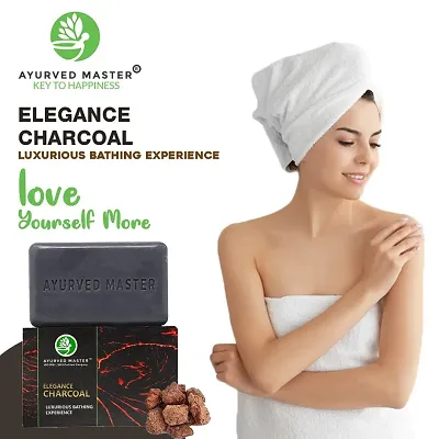 AYURVED MASTER Organic Elegance Charcoal Paraben and Sulphate Free- Skin Whitening Soap - 125 GM