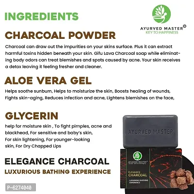 AYURVED MASTER Organic Elegance Charcoal Paraben and Sulphate Free- Skin Whitening Soap - 125 GM-thumb3
