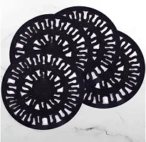 Tsukuyomi Cotton Placemats 30cm Round - Dining Table, Bed Side/Centre Table 2 Piece (DP Black)-thumb1