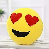 Shiv Charan Soft Plush Flying Kiss, Heart Eyes and Cool Dude Smiley Cushion Pillows (emj1151, Yellow, Medium) - Set of 3-thumb2