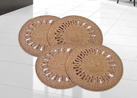 Tsukuyomi Pack of 2 Jute Placemats 30cm Round - Dining Table, Bed Side/Centre Table 12x12 (S in P Beige)-thumb2