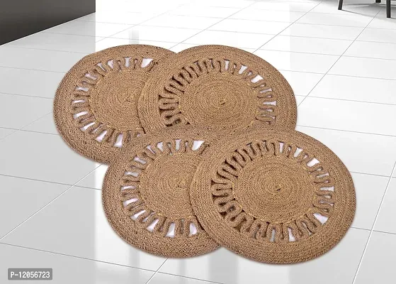 Tsukuyomi Pack of 2 Jute Placemats 30cm Round - Dining Table, Bed Side/Centre Table 12x12 (S in P Beige)-thumb3