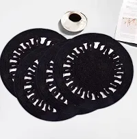 Tsukuyomi Pack of 2 Jute Placemats 30cm Round - Dining Table, Bed Side/Centre Table 12x12(S in P Black)-thumb1