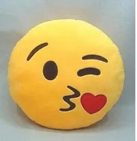 Shiv Charan Soft Plush Flying Kiss, Heart Eyes and Cool Dude Smiley Cushion Pillows (emj1151, Yellow, Medium) - Set of 3-thumb1