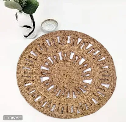 Tsukuyomi Pack of 2 Jute Placemats 30cm Round - Dining Table, Bed Side/Centre Table 12x12 inch (DP Beige)-thumb2