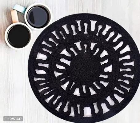 Tsukuyomi Cotton Placemats 30cm Round - Dining Table, Bed Side/Centre Table 2 Piece (DP Black)-thumb0