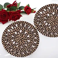 Tsukuyomi Jute Placemats 30cm Round - Dining Table, Bed Side/Centre Table 2 Piece (DP Black & Beige)-thumb1