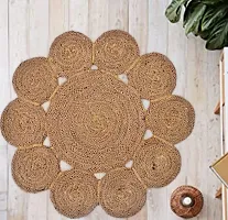 TSUKUYOMI Pack of 4 Jute Rustic Vintage Placemat for Dining Table, Bedside Table, Tea Coaster, Plate mat, Decoration mat 12 x12 inch/30 cm (O Tikki Beige)-thumb1