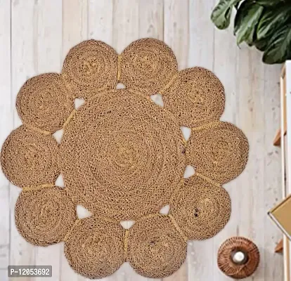 TSUKUYOMI Pack of 4 Jute Rustic Vintage Placemat for Dining Table, Bedside Table, Tea Coaster, Plate mat, Decoration mat 12 x12 inch/30 cm (O Tikki Beige)-thumb2