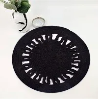 Tsukuyomi Pack of 2 Jute Placemats 30cm Round - Dining Table, Bed Side/Centre Table 12x12(S in P Black)-thumb3