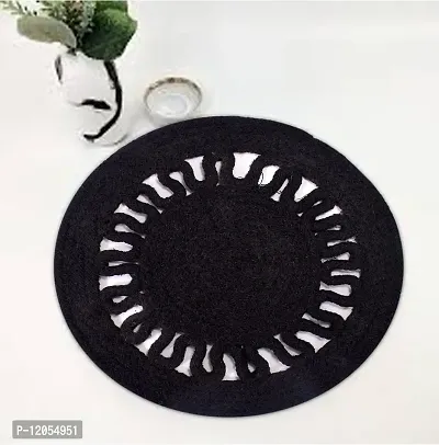 Tsukuyomi Pack of 2 Jute Placemats 30cm Round - Dining Table, Bed Side/Centre Table 12x12(S in P Black)-thumb4