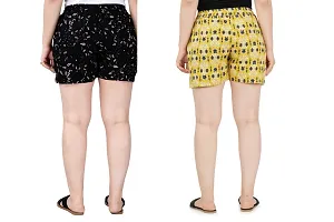 Pack of 2 Floral Printed Shorts with Insert Pockets and Drawstring Waist (Medium, BLACK)-thumb2