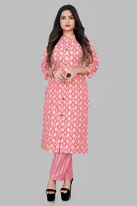 Women's Cotton Blend Printed Straight Kurta with Pant-thumb2