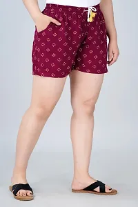 Pack of 2 Floral Printed Shorts with Insert Pockets and Drawstring Waist (Medium, MAROON)-thumb3