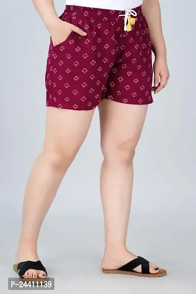 Pack of 2 Floral Printed Shorts with Insert Pockets and Drawstring Waist (Medium, MAROON)-thumb4