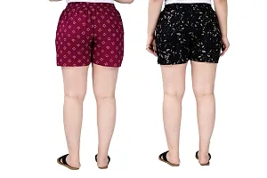 Pack of 2 Floral Printed Shorts with Insert Pockets and Drawstring Waist (XX-Large, MAROON)-thumb1