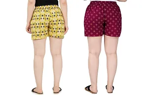 Pack of 2 Floral Printed Shorts with Insert Pockets and Drawstring Waist (Large, MAROON)-thumb3