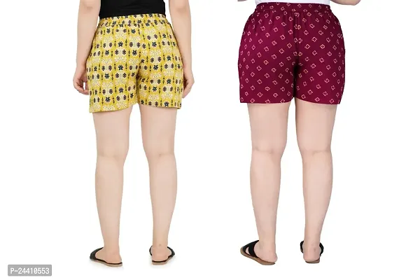 Pack of 2 Floral Printed Shorts with Insert Pockets and Drawstring Waist (Large, MAROON)-thumb4