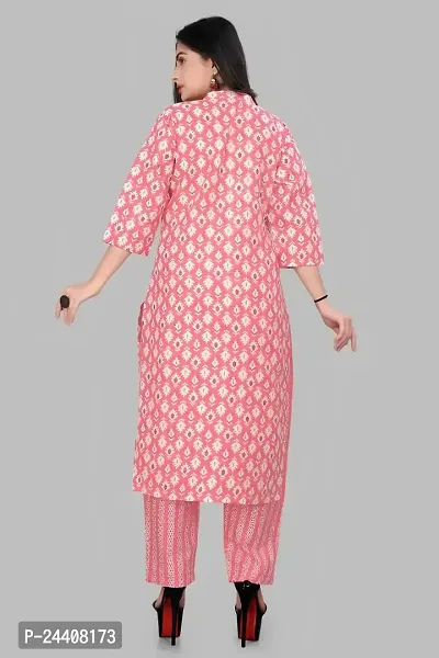 Women's Cotton Blend Printed Straight Kurta with Pant-thumb2