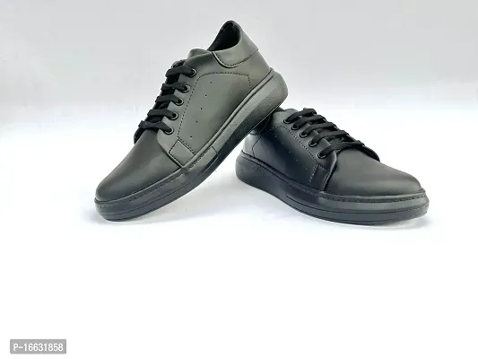 Stylish PU Solid Sneakers For Men-thumb0