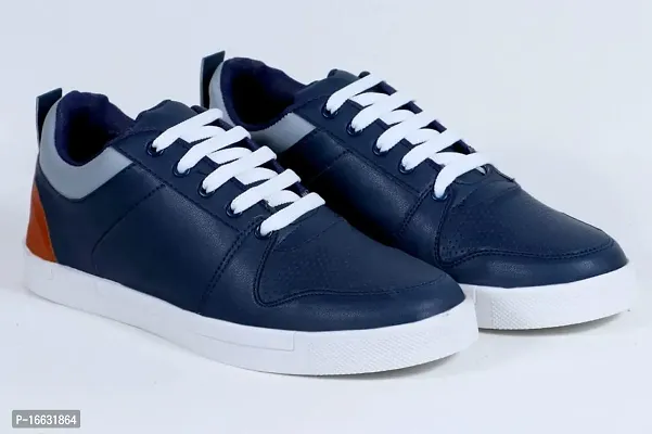 Stylish PU Solid Sneakers For Men