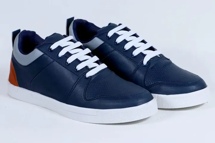 Stylish PU Solid Sneakers For Men