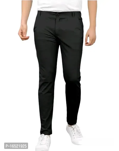 Black color buttoned track pant for men