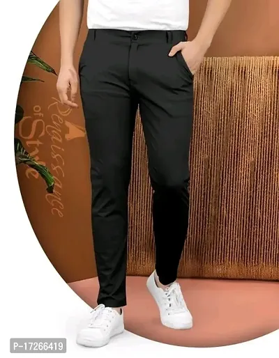 Black colored buttoned track pants for men-thumb0