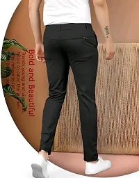 Black colored buttoned track pants for men-thumb3
