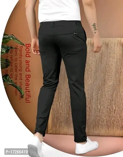 Black colored buttoned track pants for men-thumb4