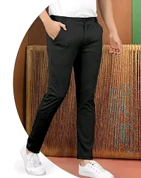 Black colored buttoned track pants for men-thumb1