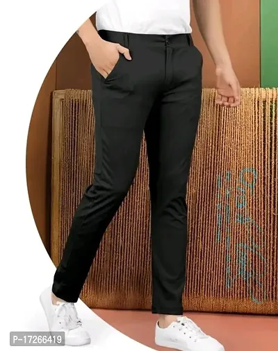 Black colored buttoned track pants for men-thumb2