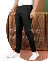 Black colored buttoned track pants for men-thumb2