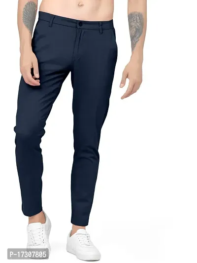 Navy blue button track pant for men-thumb0