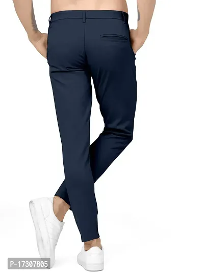 Navy blue button track pant for men-thumb2