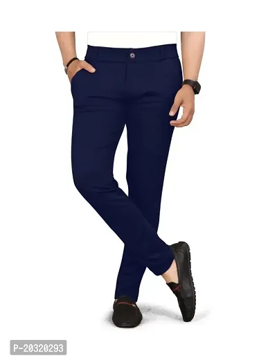 Navy blue casual trouser for men| Navy blue button track pant for men-thumb0