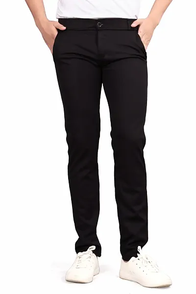 Stylish Lycra Blend Solid Trousers For Men